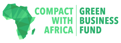 Compact with Africa and Green Business Fund Logo Compact with Africa and Green Business Fund in Green Letters