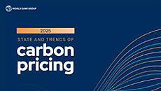 Blue background with text  State and Trends of Carbon Pricing 