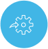 Blue backround with white settings icon Settings sign image