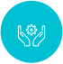 White hands graphic image with blue background Blue background and white hands